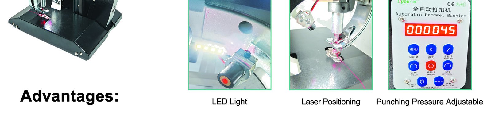 LD750B إضاءة ليد، تحديد موضع بأشعة الليزر وتحديد ضغط ثقب البصمات