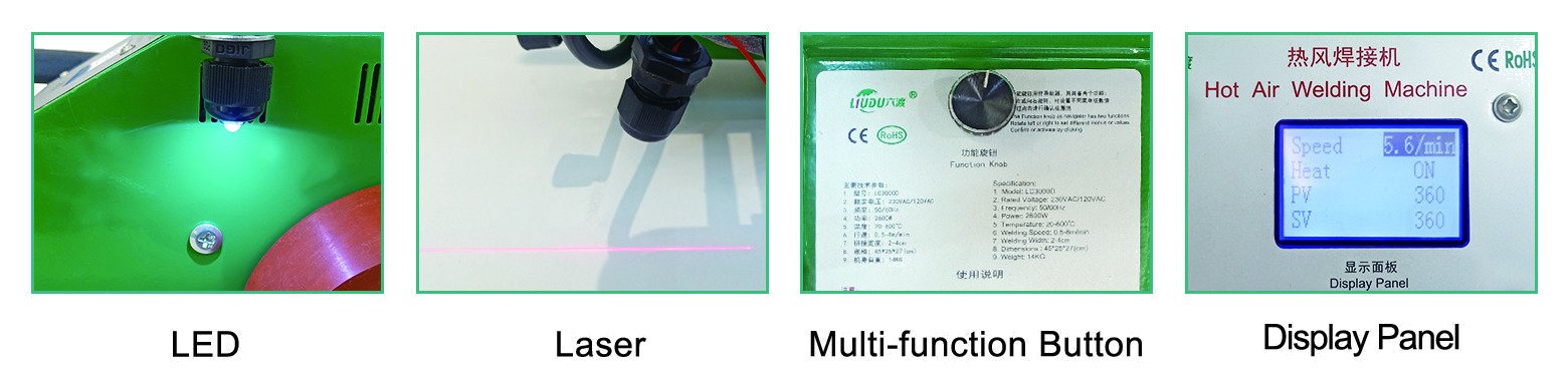 LC3000 LED, láser, botón multifunción y panel de visualización