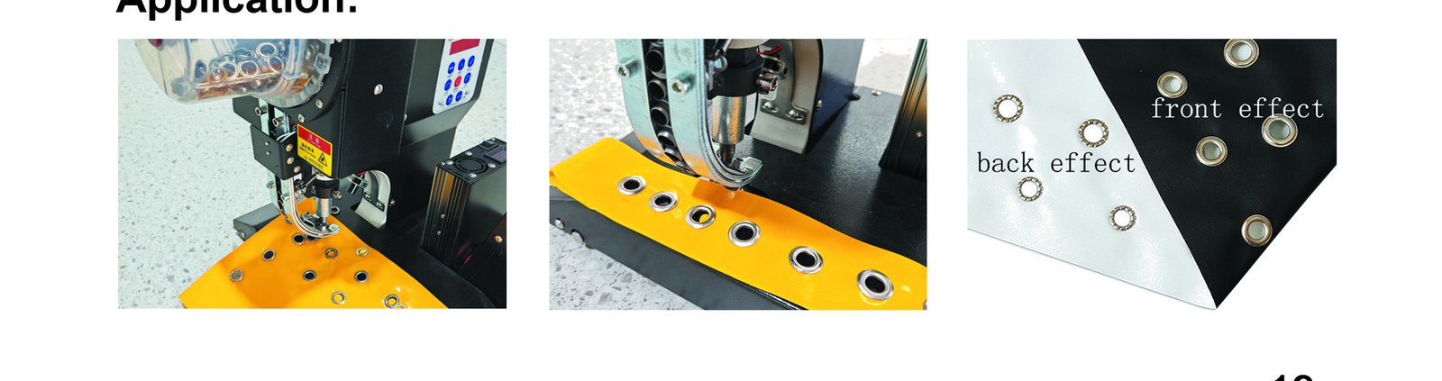 LD750B punching eyelets along a banner edge
